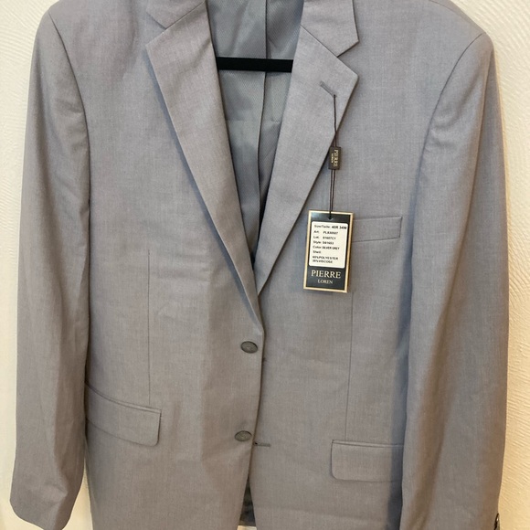 Pierre Loren Silver Gray Blazer with Notch Lapel and Tailored Fit - Picture 1 of 11
